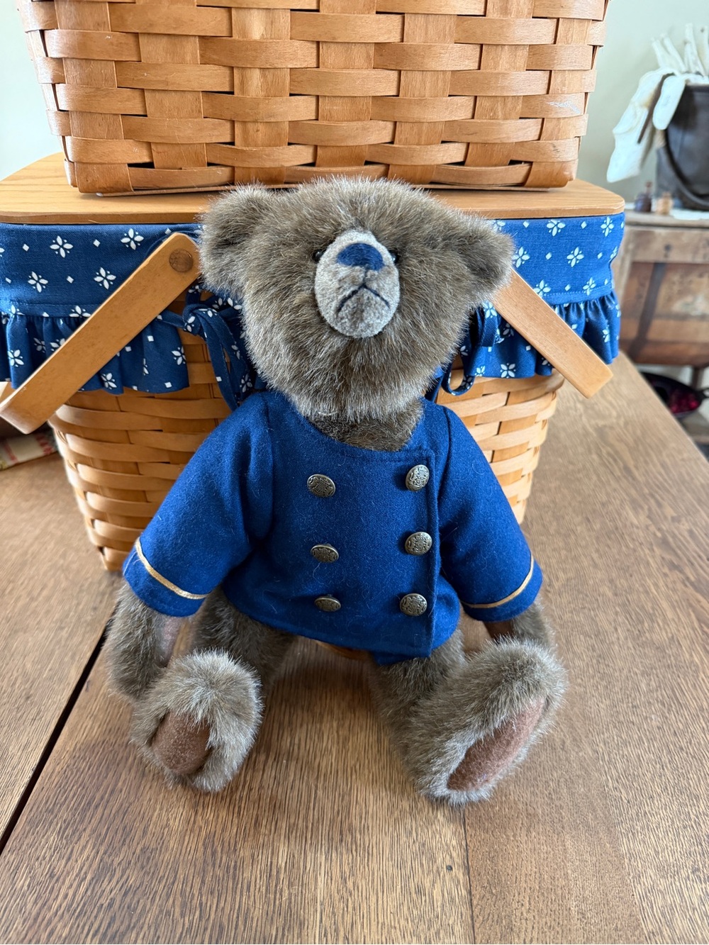 Boyds Bears Brown Teddy in Navy Double-Breasted Jacket